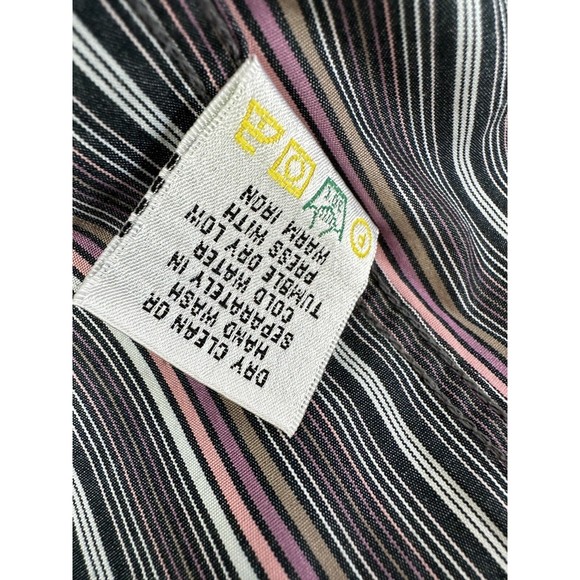 Bugatchi Uomo Mens XL pink/gray Striped Button Up Long Sleeve Flip Cuff Shirt - Picture 7 of 12